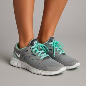 Nike Sneakers Free Run 2 Running Shoes Gray & Mint Green Women's Size 8.5